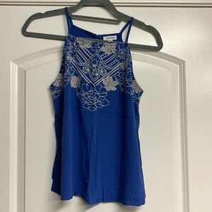 Blue embroidered women’s tank top